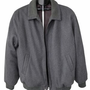London Fog Charcoal Gray Wool Bomber Jacket